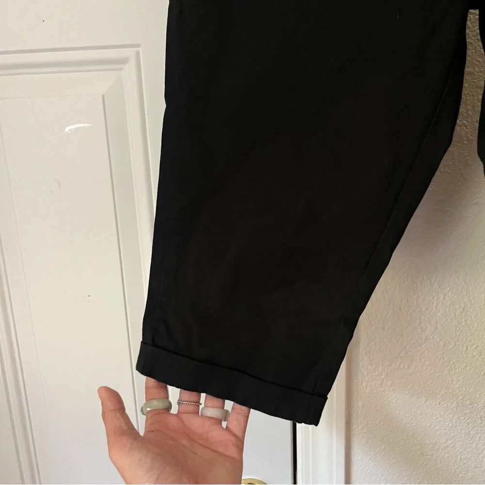 HERMAN MARKET black cotton‎ wide tapered leg cropped pants